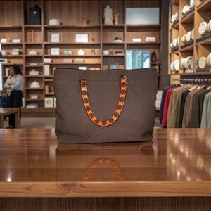 Salvatore Ferragamo Brown Canvas Tote Bag w/ Gancini Handle